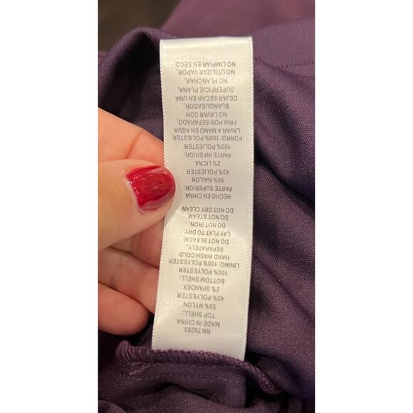 Alex Evenings Faux Two-Piece Cocktail Dress Deep Plum Lace Chiffon Dress Size 12 - Picture 8 of 11